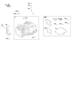 Cylinder Group Diagram and Parts List for 115P02-0007-H5 100000 - 19Z999 Briggs and Stratton Engine